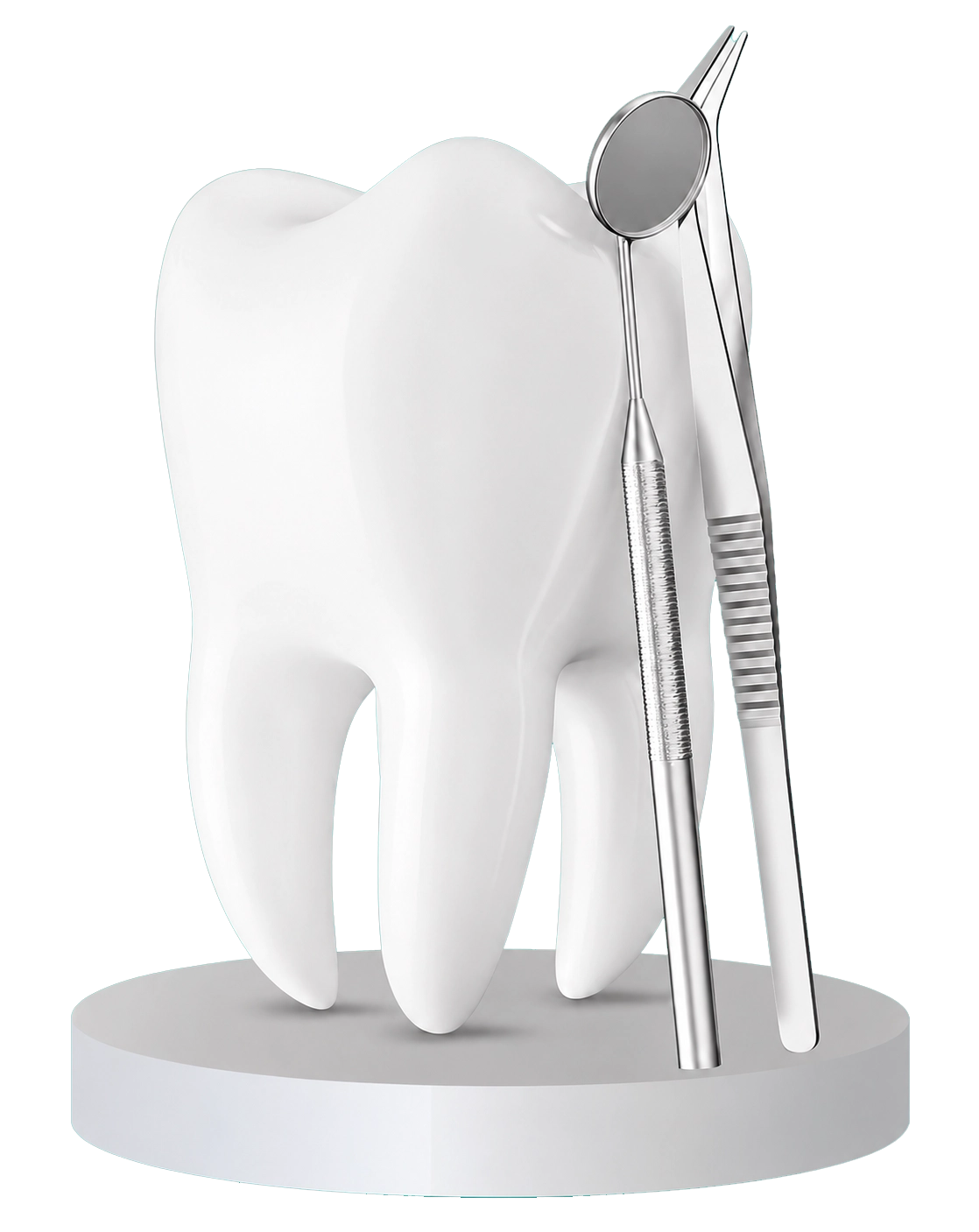 Dental tooth with mirror and probe